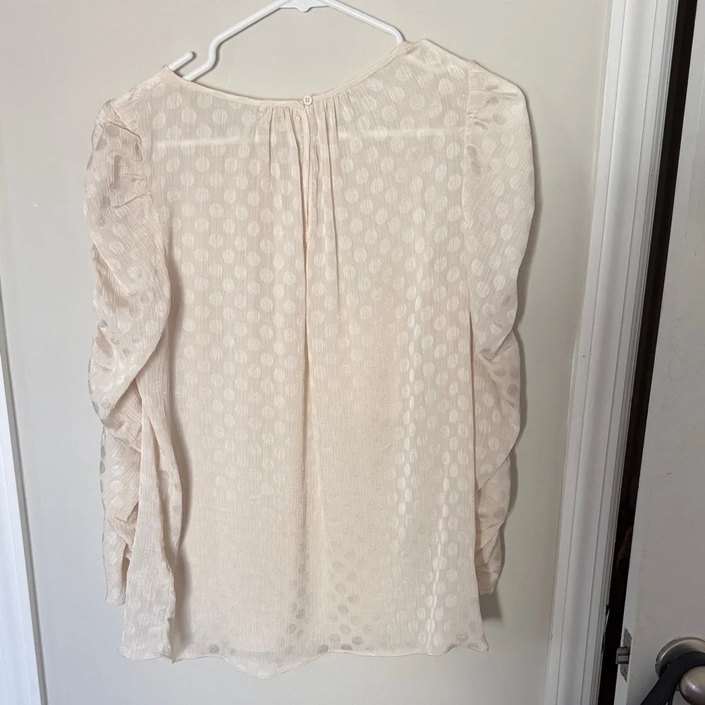 Max Studio Cream Textured Ruffle-Sleeve Blouse - Picture 4 of 4